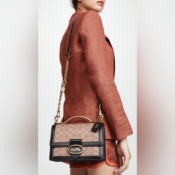 New Coach 1941 Riley Top Handle 22 In Signature Canvas Tan/Black - Picture 12 of 12